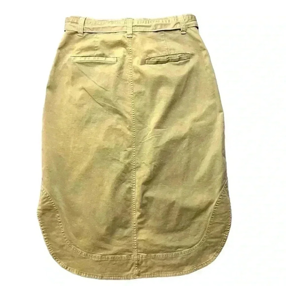 Gap Khaki “Retro” 70’s High Tie Waist Pocket Cotton Round Hem Midi Skirt Size 6 - Picture 2 of 13